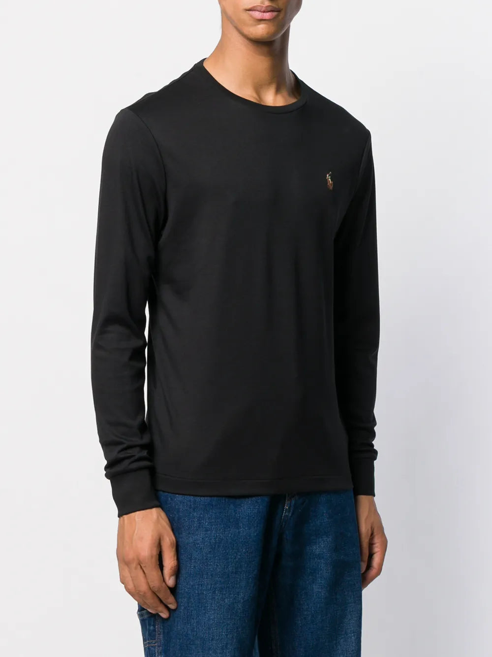 camiseta de manga comprida bordada com logotipo