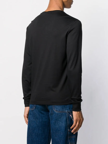 camiseta de manga comprida bordada com logotipo