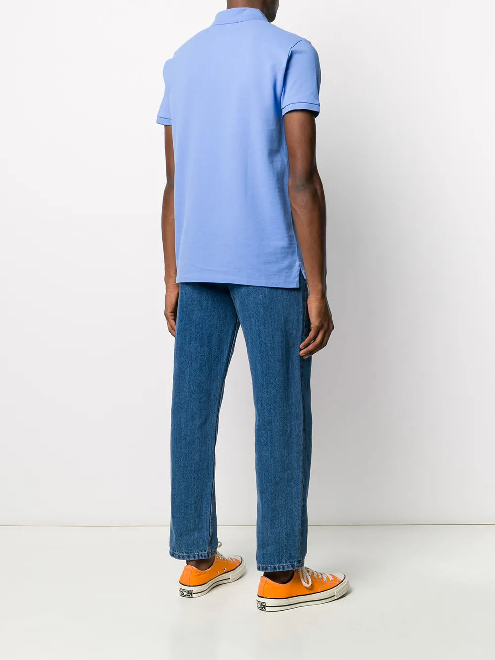 camisa polo de manga curta com logotipo bordado