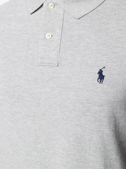 camisa polo de manga curta com logotipo bordado