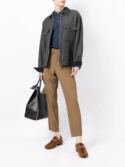 camisa polo de manga comprida com logotipo bordado