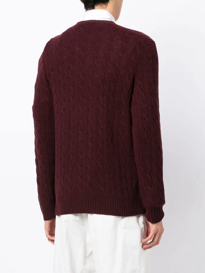 suéter de cashmere tricotado com trança