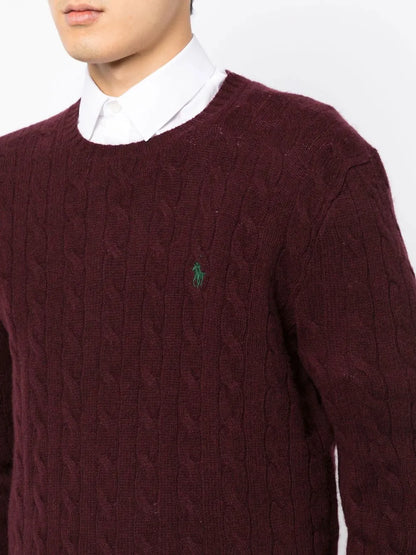 suéter de cashmere tricotado com trança