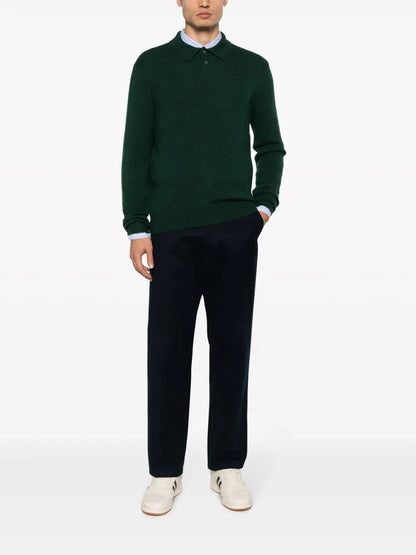 camisa polo de cashmere de manga comprida