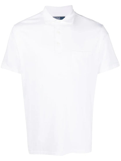 camisa polo de manga curta com logotipo bordado