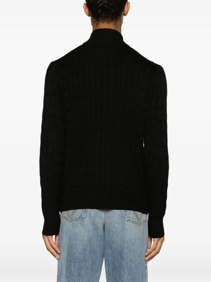 cardigan de algodão tricotado com zíper