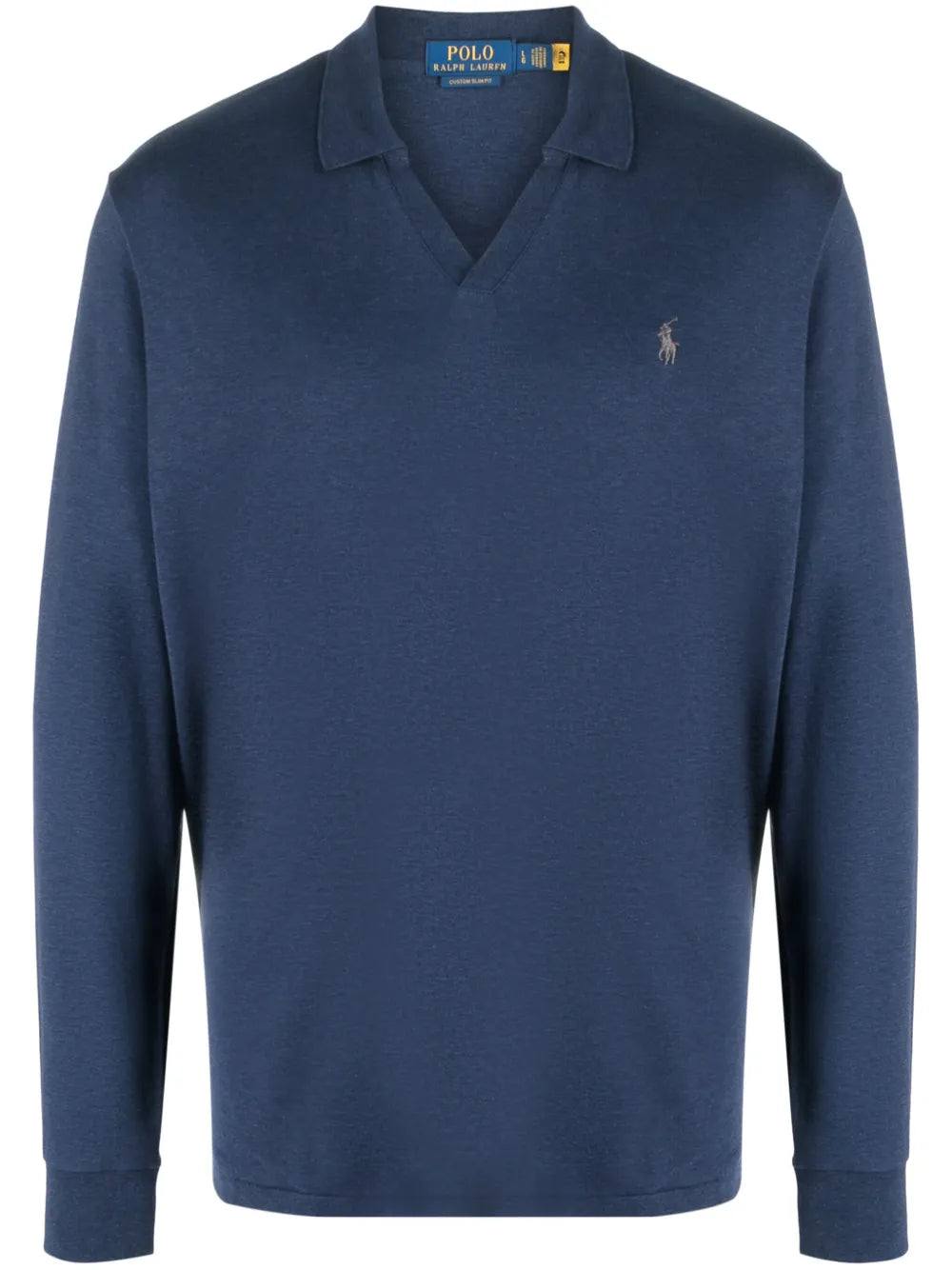 camisa polo de algodão com gola aberta