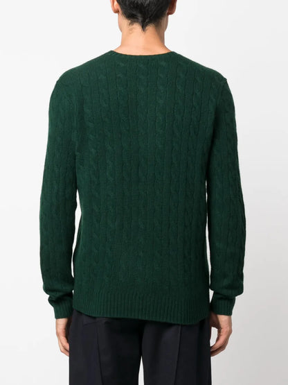 Blusa de tricô trançado com motivo de pônei Polo