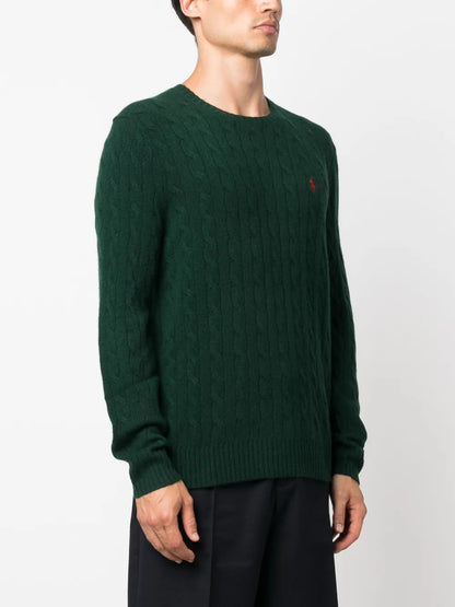 Blusa de tricô trançado com motivo de pônei Polo