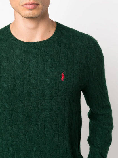 Blusa de tricô trançado com motivo de pônei Polo