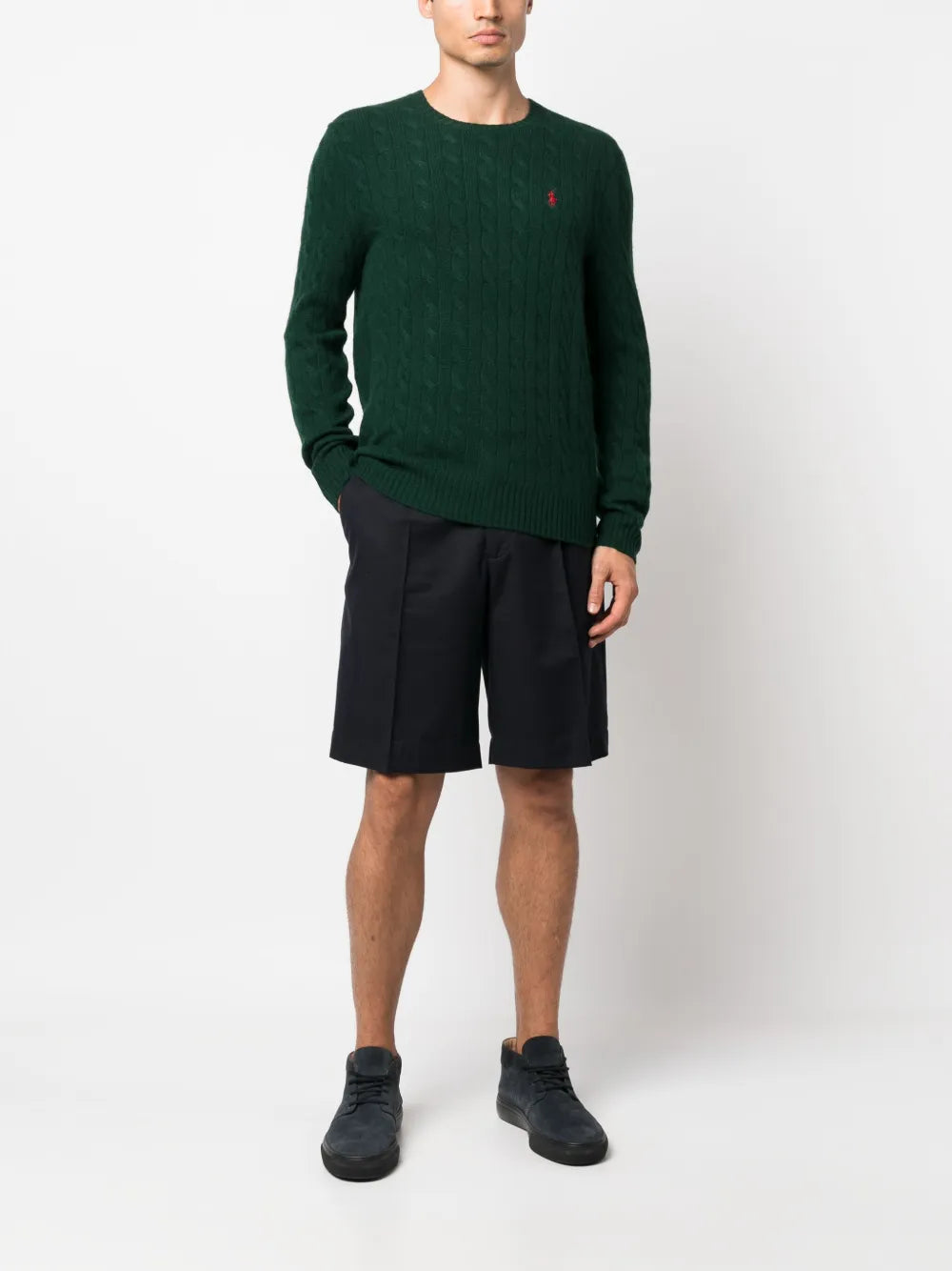 Blusa de tricô trançado com motivo de pônei Polo