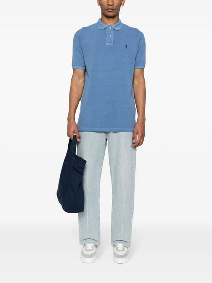 camisa polo de algodão com logotipo bordado