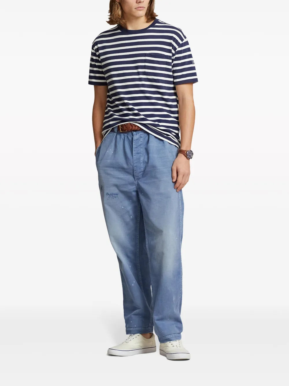 camiseta de algodão com patch de logotipo