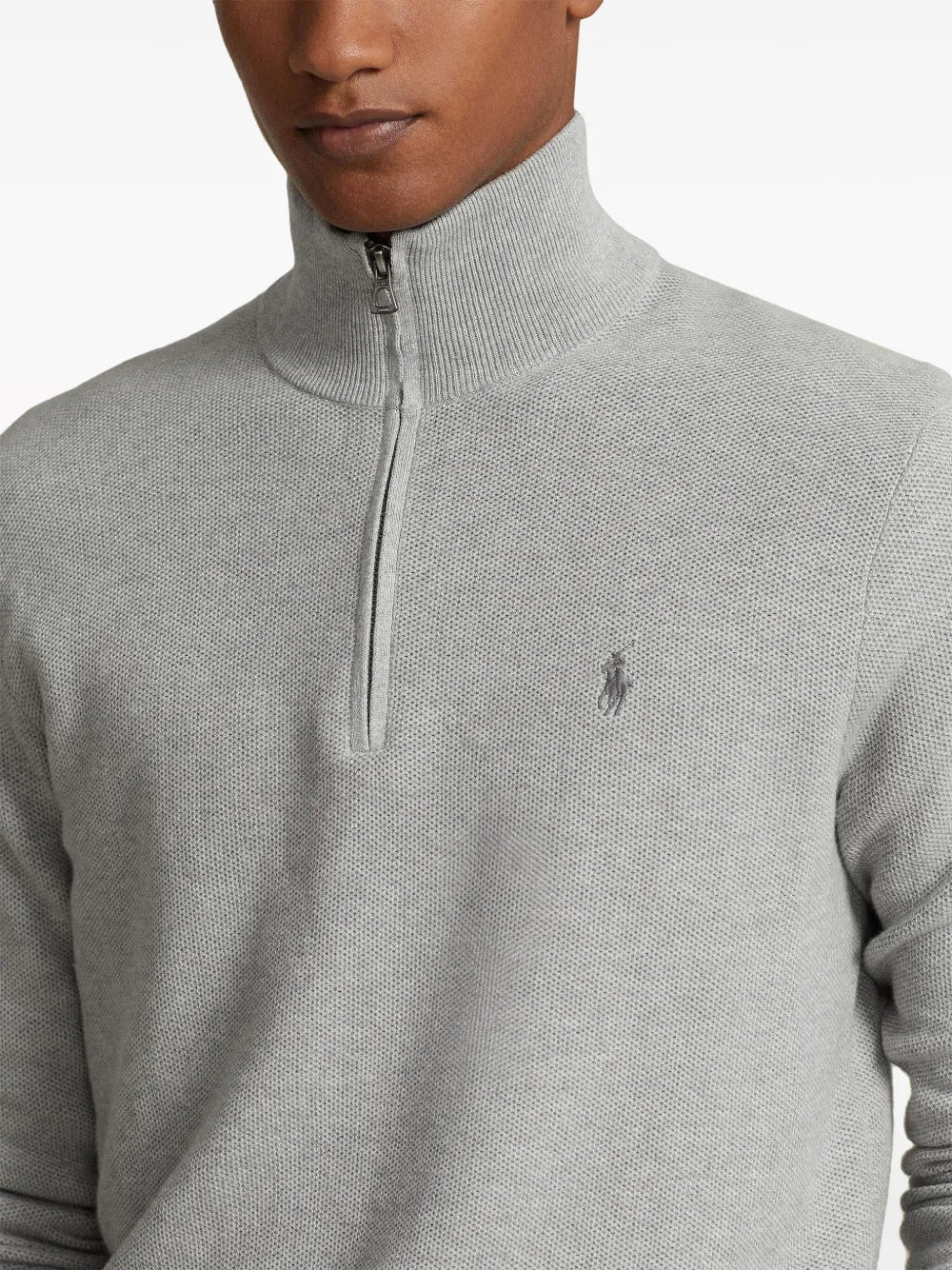Blusa Polo Pony com meio zíper