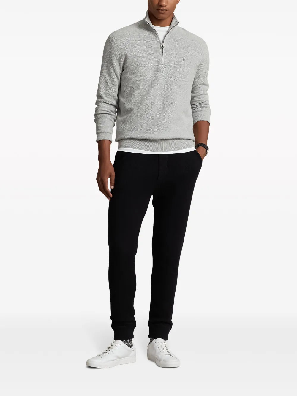 Blusa Polo Pony com meio zíper