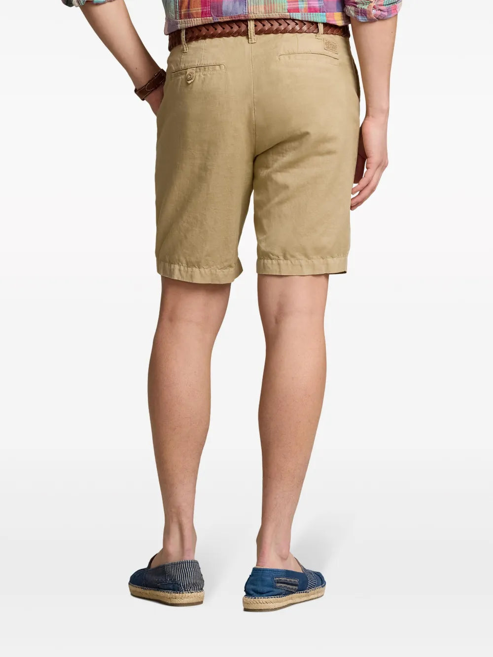 shorts chino de mistura de algodão e linho