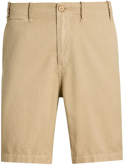 shorts chino de mistura de algodão e linho