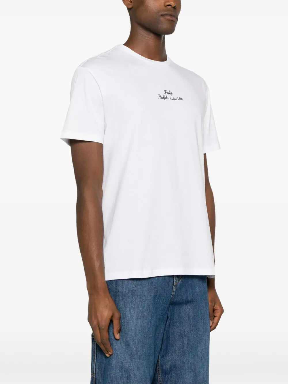 camiseta de algodão com logotipo bordado