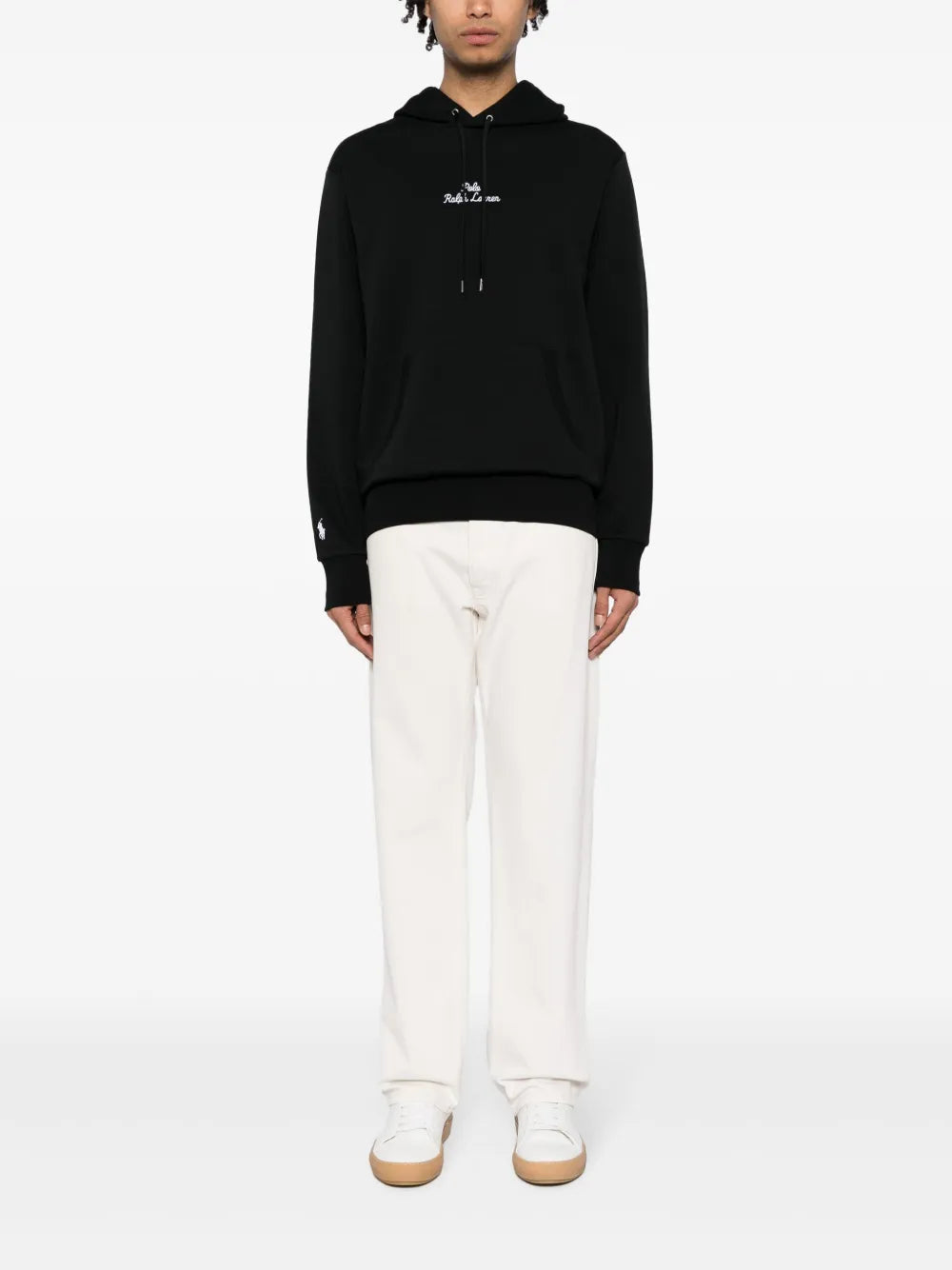 moletom com capuz em mistura de algodão com logotipo bordado