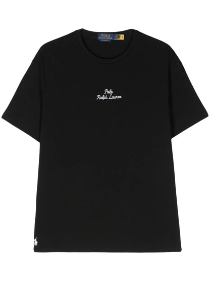 camiseta de algodão com logotipo bordado