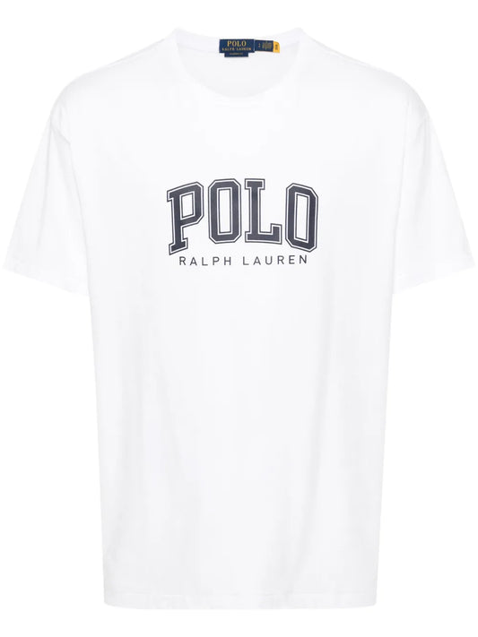 camiseta de algodão com estampa de logotipo