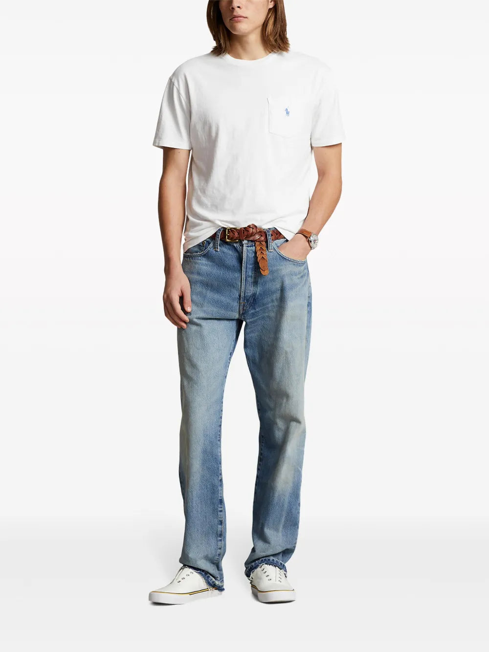 Camiseta Polo Pony de algodão e linho