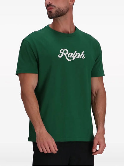 camiseta de algodão com estampa de logotipo