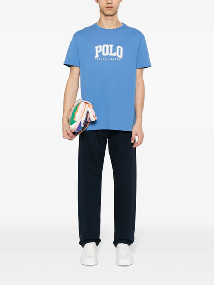 camiseta de algodão com estampa de logotipo