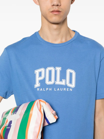camiseta de algodão com estampa de logotipo