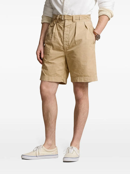 shorts de algodão com cinto