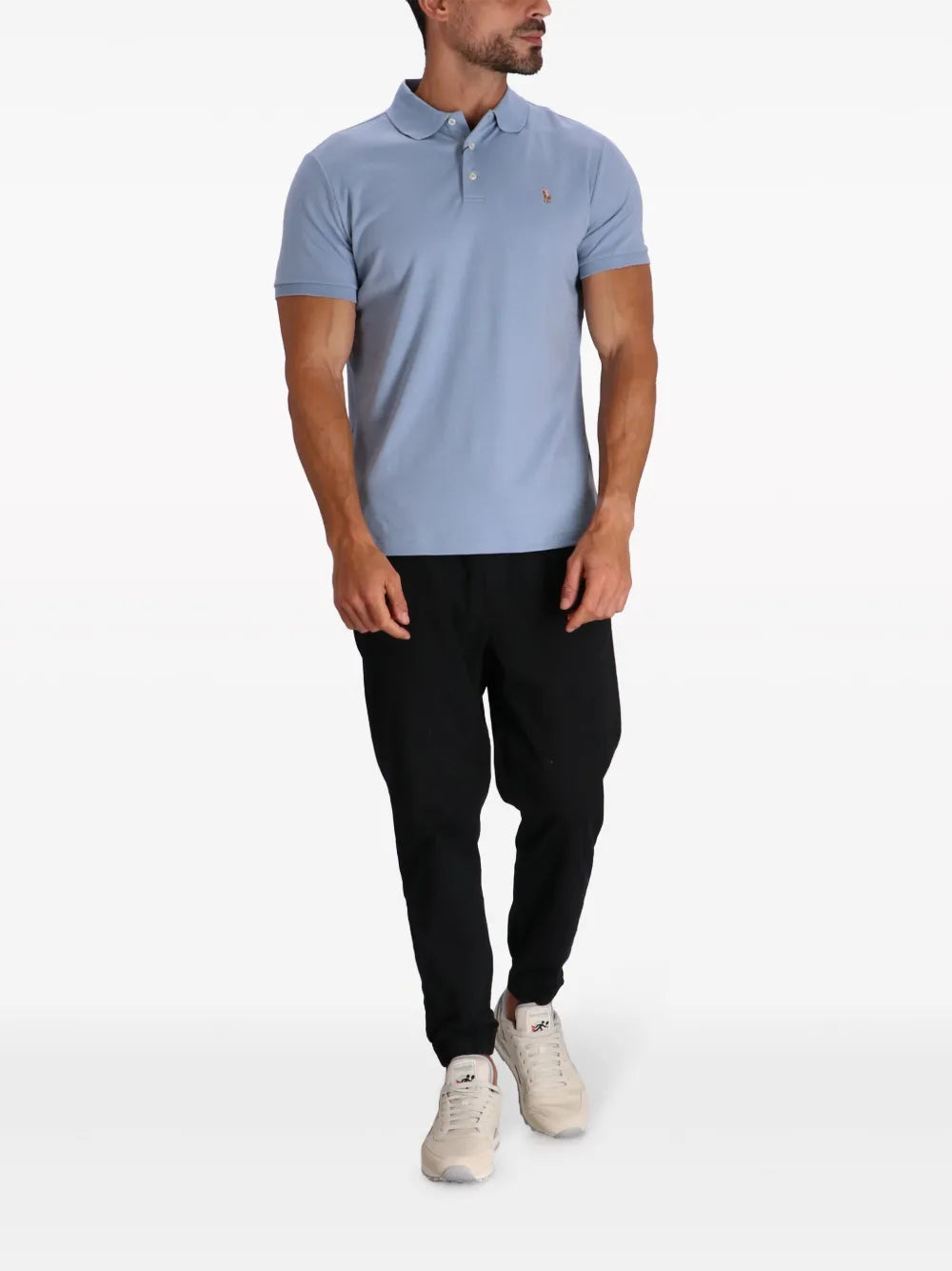 camisa polo de algodão com logotipo bordado