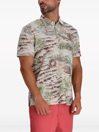 camisa polo de algodão com estampa gráfica