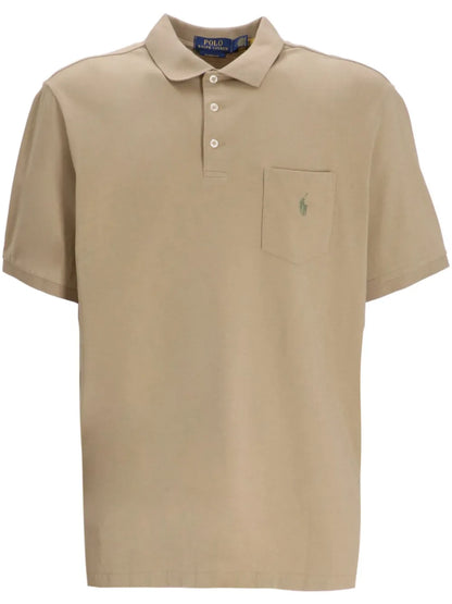 camisa polo de algodão com logotipo bordado
