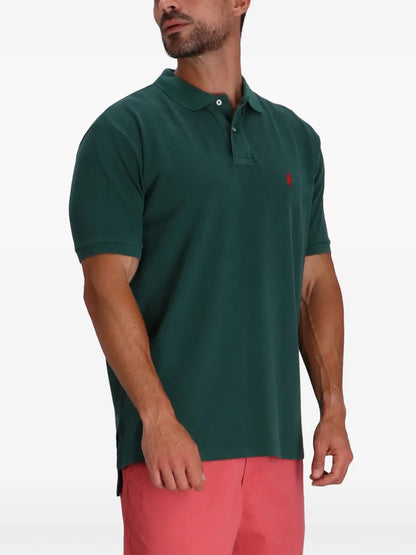 camisa polo de algodão com logotipo bordado