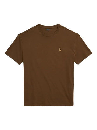 camiseta de algodão com gola redonda