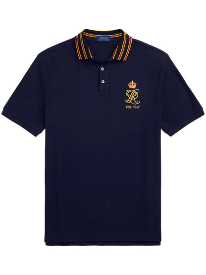 camisa polo de algodão com logotipo bordado