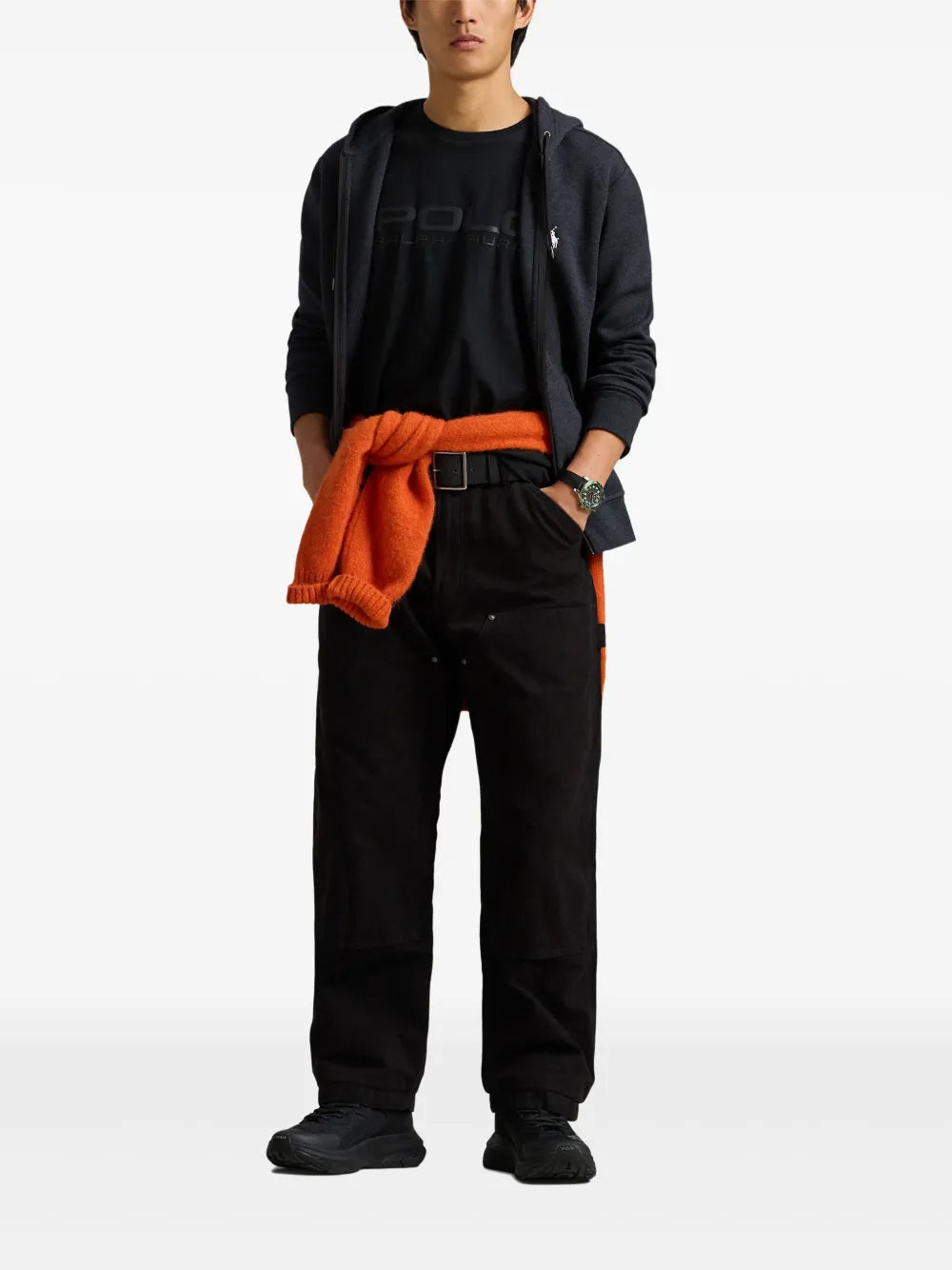 moletom com capuz de lã com zíper