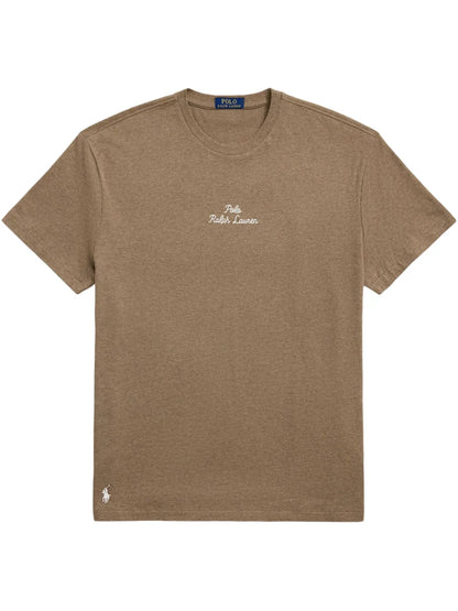 camiseta de algodão com logotipo bordado