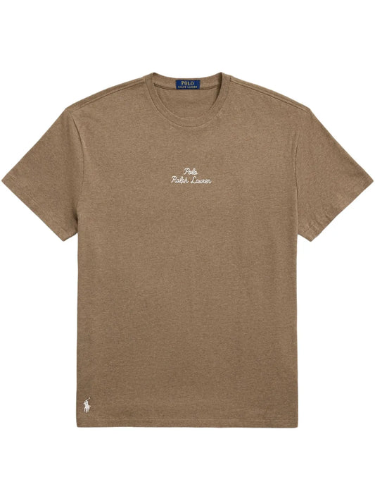 camiseta de algodão com logotipo bordado