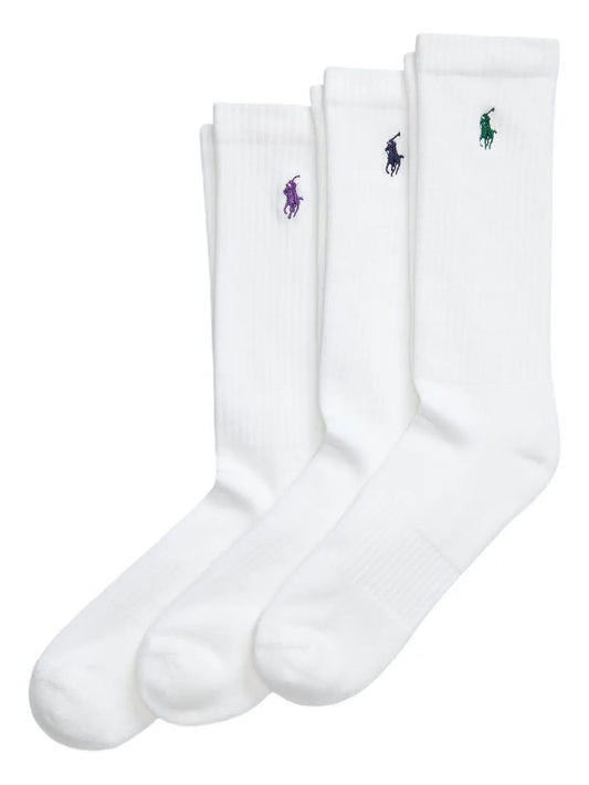 meias de cano alto com logotipo bordado (pacote com três)