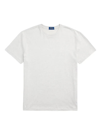 camiseta de malha com logotipo bordado