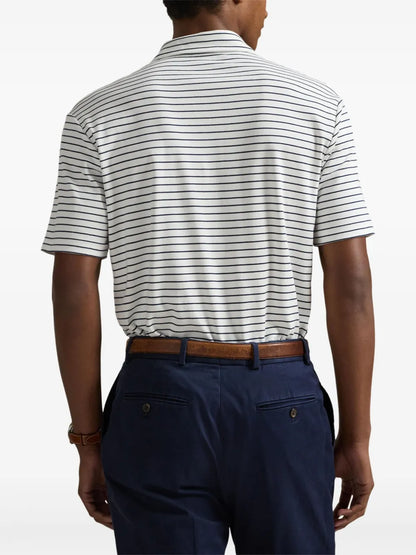 camisa polo listrada de algodão