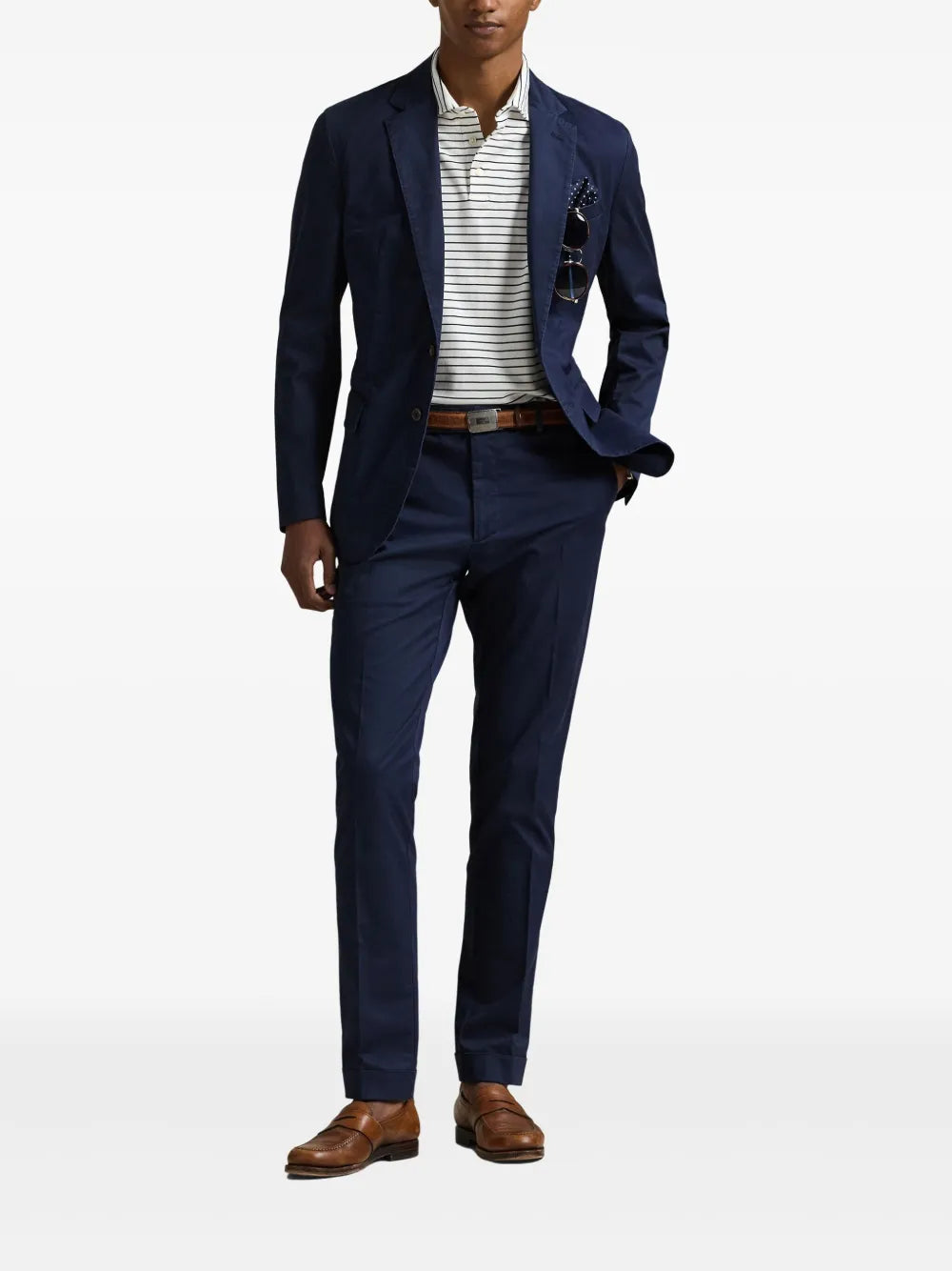 camisa polo listrada de algodão