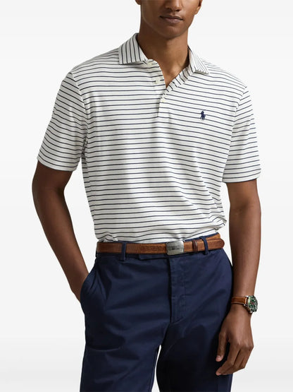 camisa polo listrada de algodão