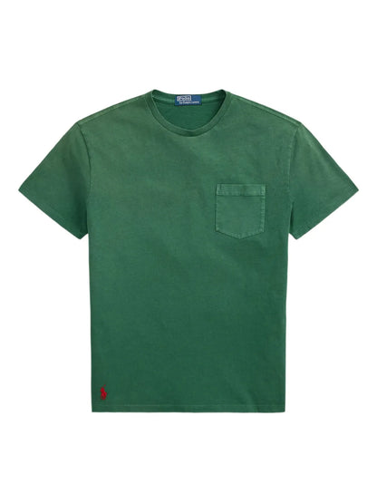 camiseta de gola redonda com detalhe de bolso