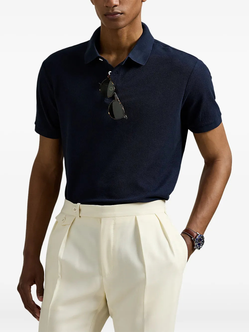 camisa polo de algodão