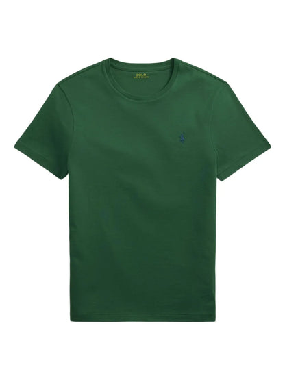 camiseta bordada com gola redonda