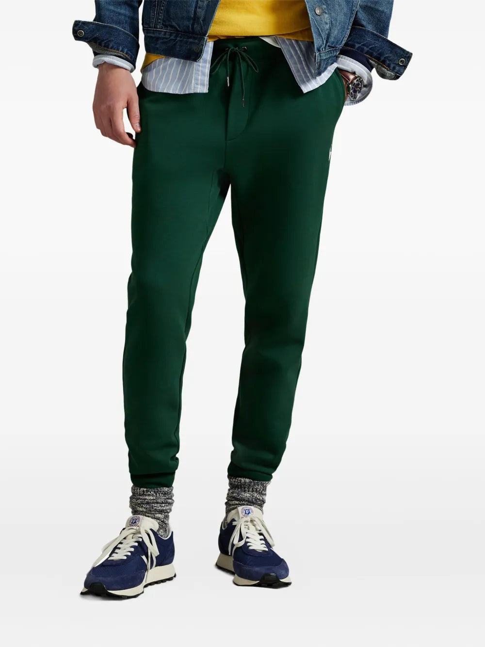 calças de moletom com logotipo bordado