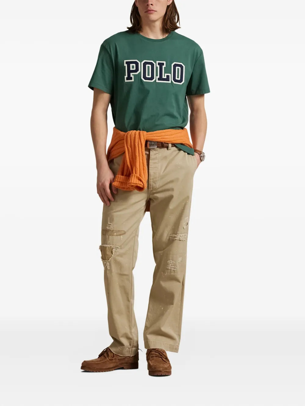 camiseta com aplique de logotipo