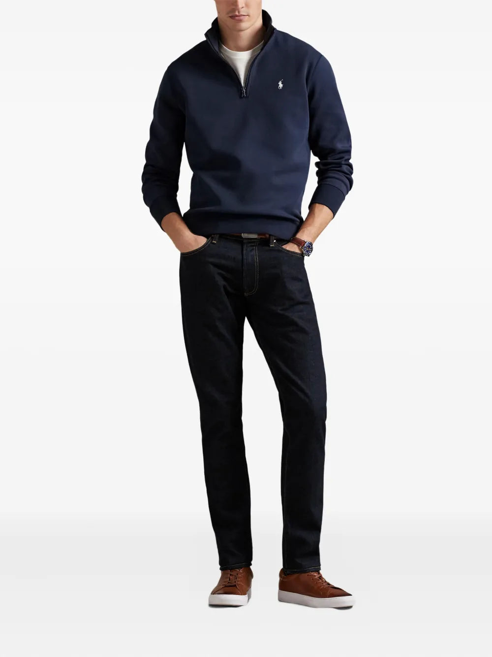 camisa polo com meio zíper